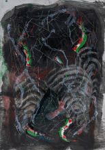 Ivo Prančič, Brez naslova, 2024, olje, kolaž, papir