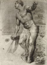 Pavel Künl, Stoječi moški akt z iztegnjeno levico, 1844