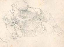 Matevž Langus, Študija figure, risana po Rafaelovi freski Disputa v Stanza della Segnatura